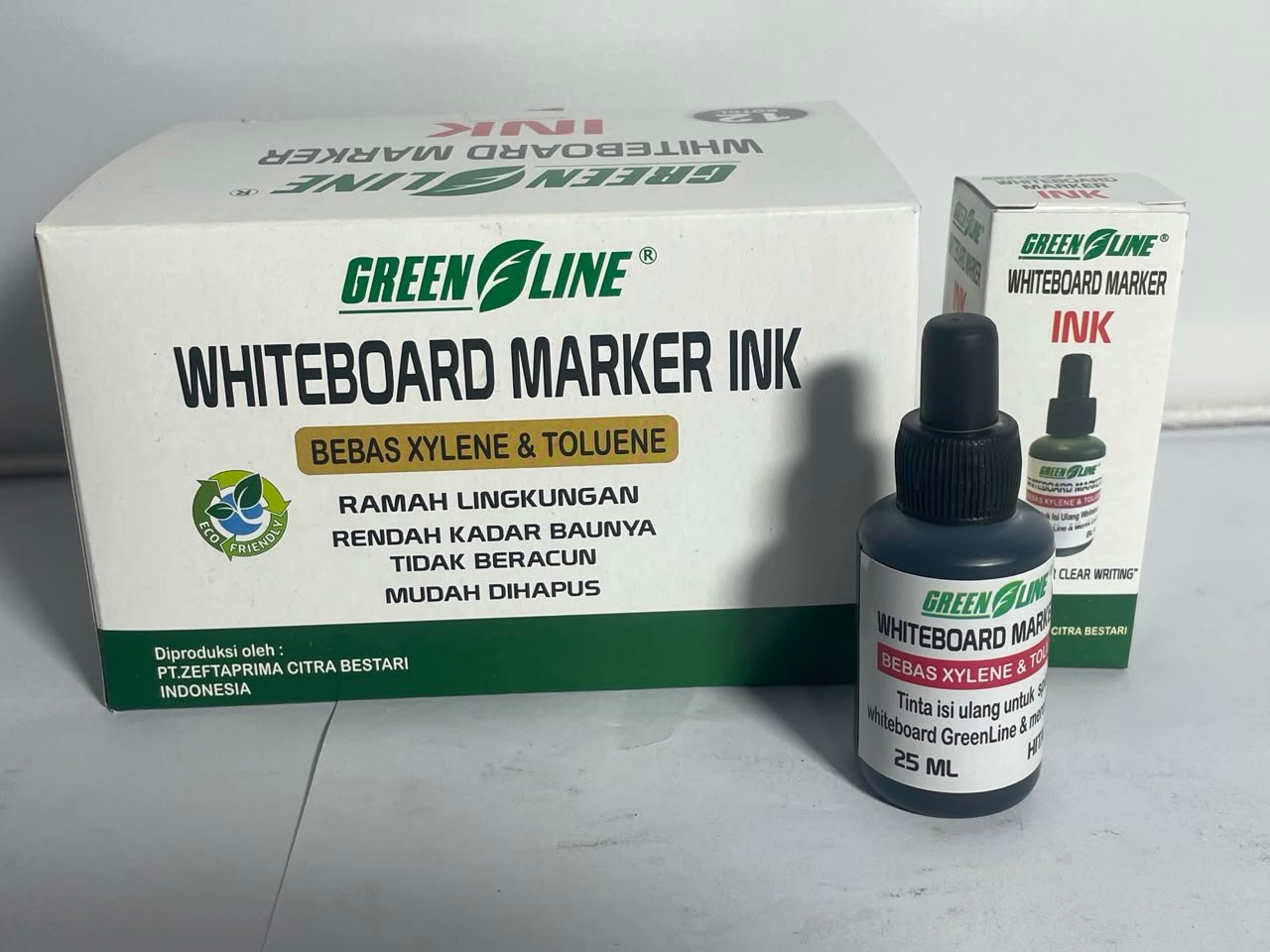 Detail botol tinta spidol 25 ML GreenLine marker